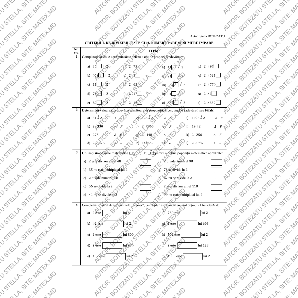 Criteriul de divizibilitate cu 2. Numere pare, numere impare(Clasa 5) - imagine 2