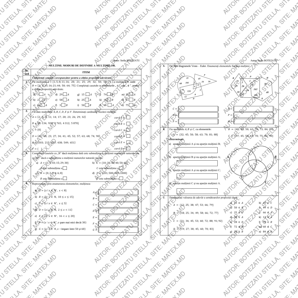 Mulţimi. Moduri de definire a mulţimilor.(Clasa 5)