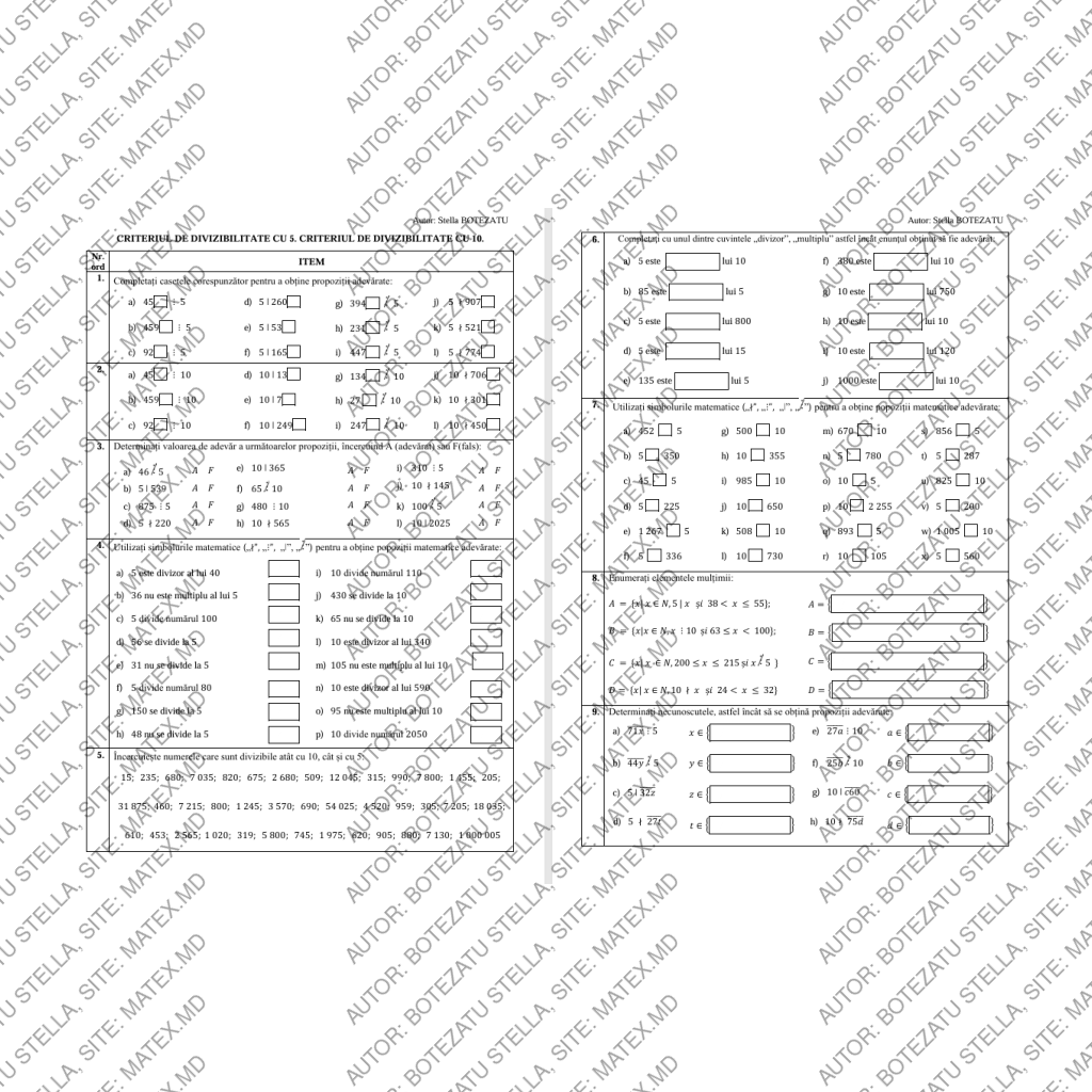 Criteriile de divizibilitate cu 5 si cu 10(Clasa 5)
