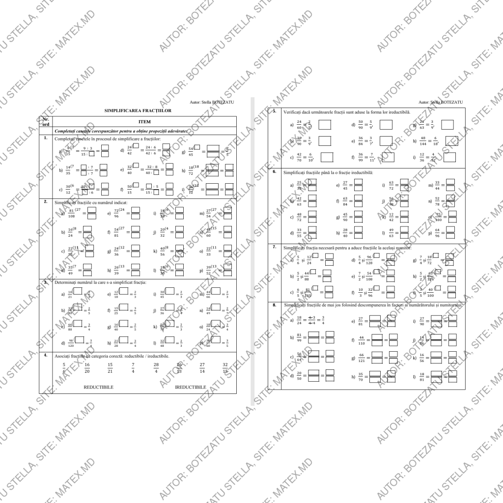 Simplificarea fracțiilor(Clasa 5)