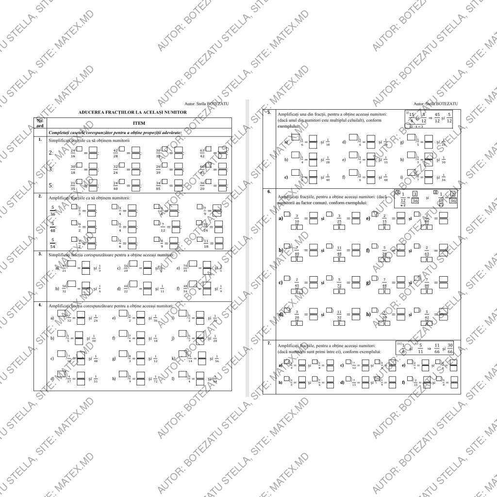 Aducerea fracțiilor la același numitor(Clasa 5)