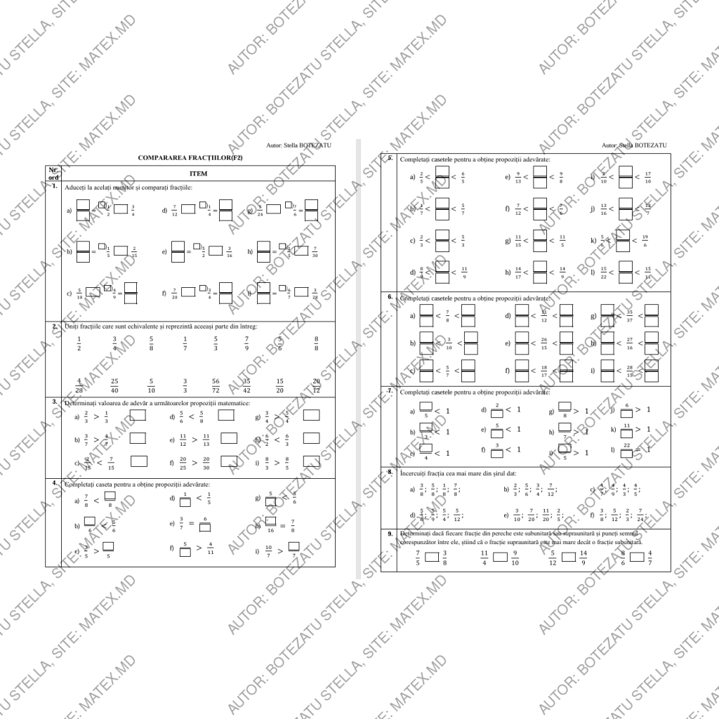 Compararea fracțiilor(Clasa 5)
