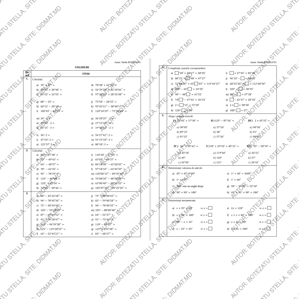 Calcule cu unghiuri(Clasa 7)