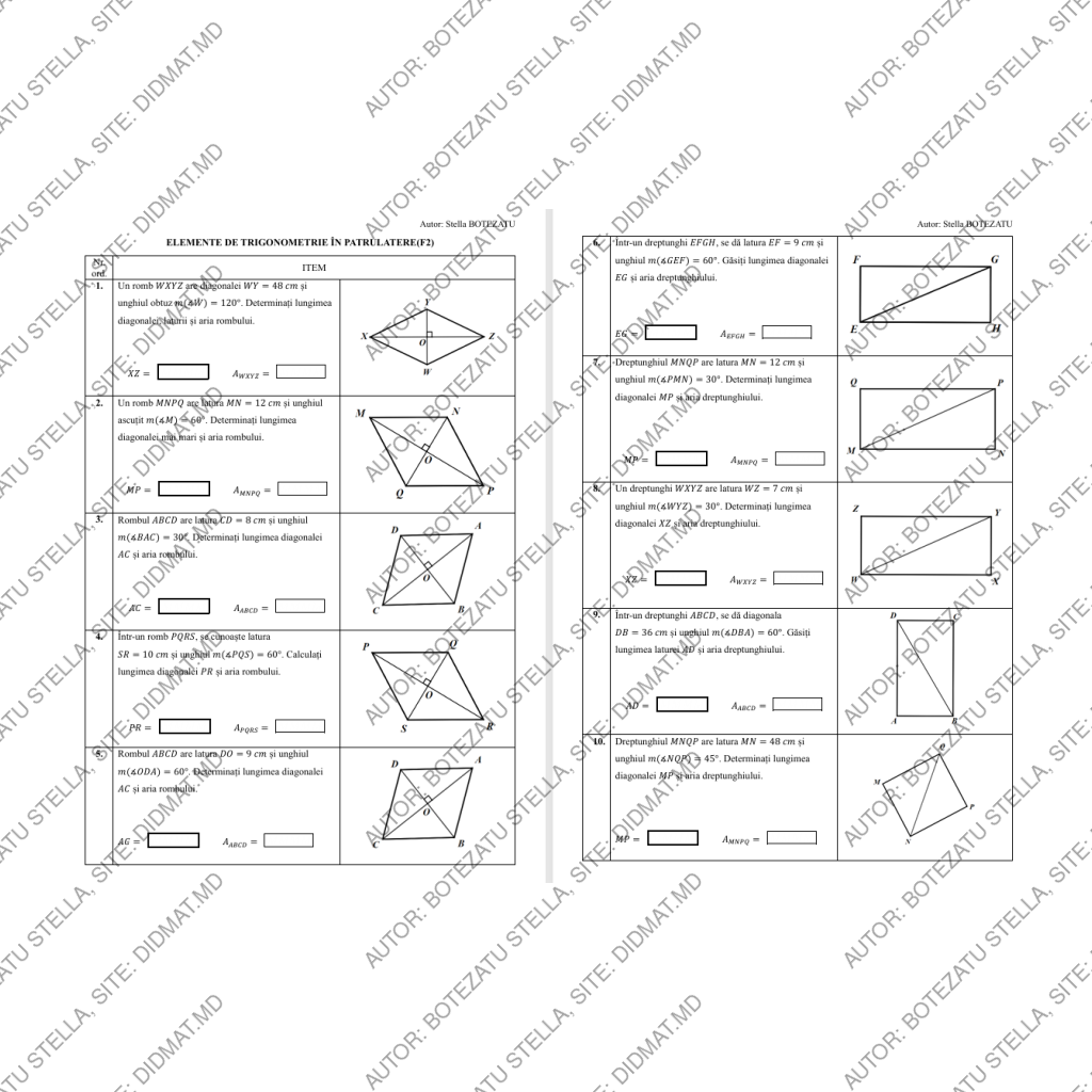 Elemente de trigonometrie în patrulatere.(Clasa 8)