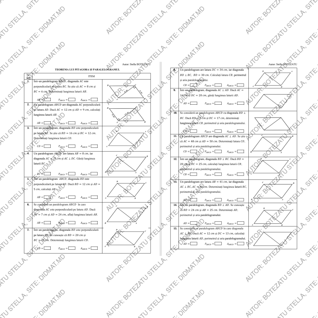 Teorema lui Pitagora și paralelogramul(Clasa 8)