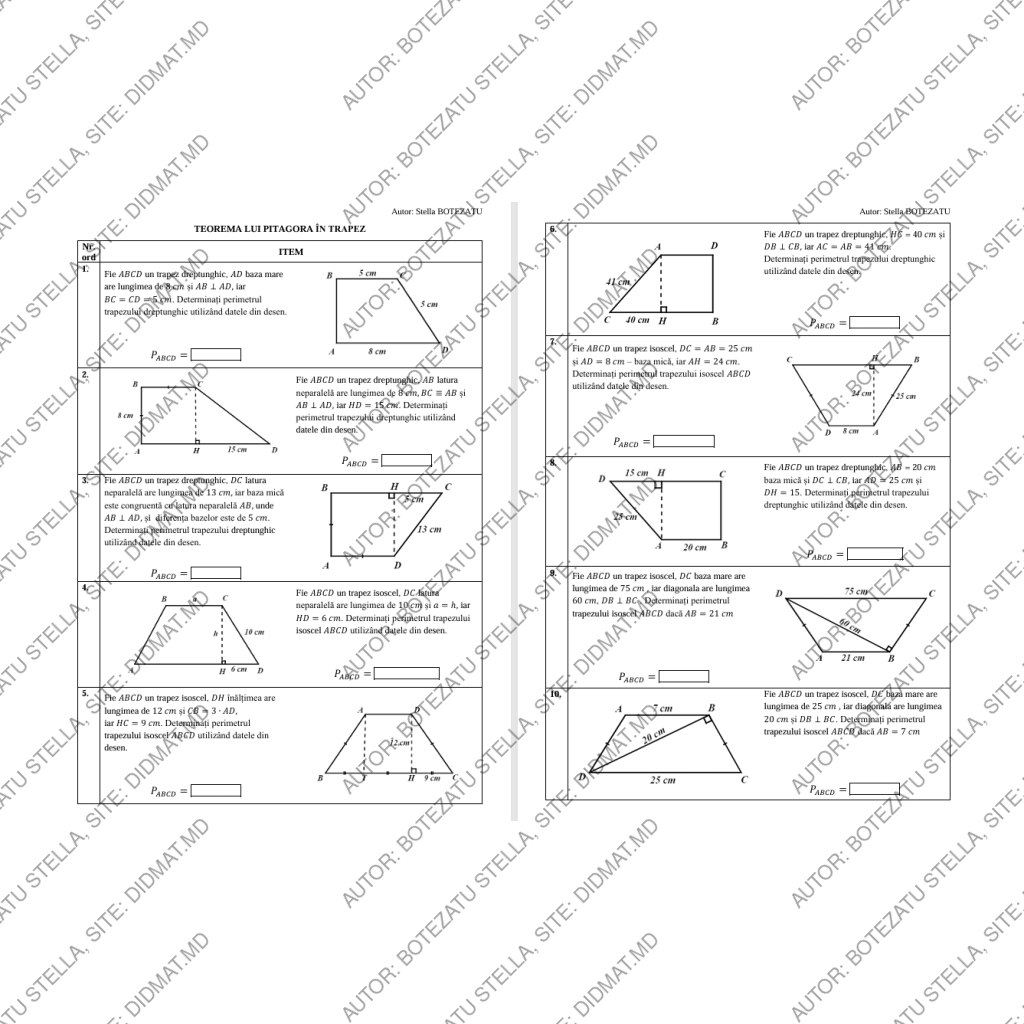 Teorema lui Pitagora și trapezul(Clasa 8)