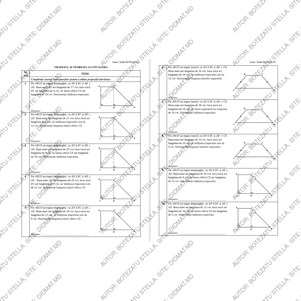 Teorema lui Pitagora și trapezul(Clasa 8)