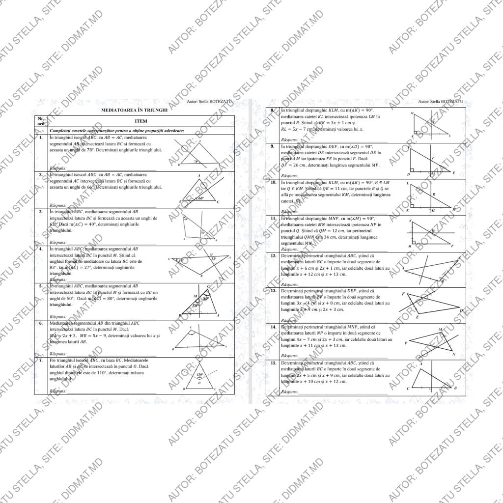 Mediatorea în triunghi(Clasa 7)